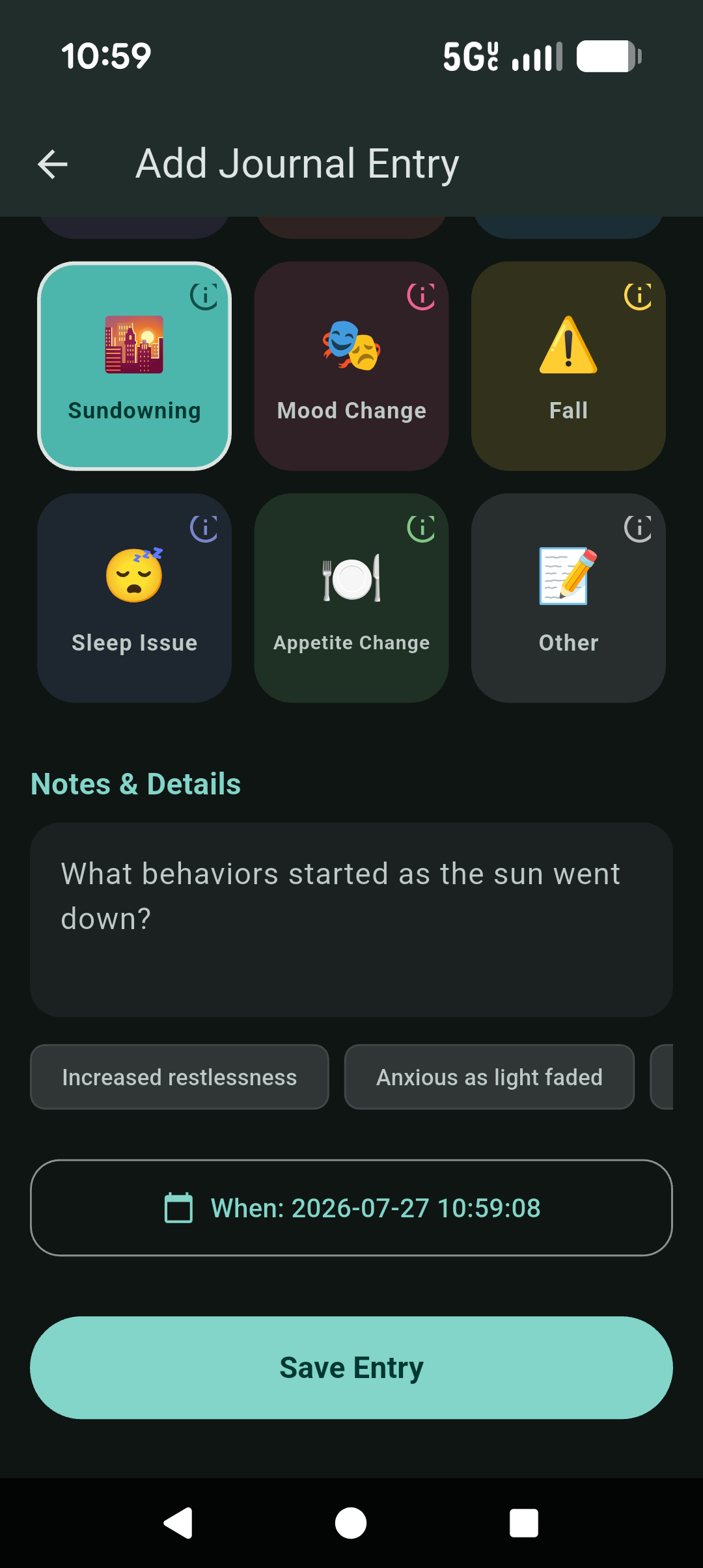 Select Behavior Category
