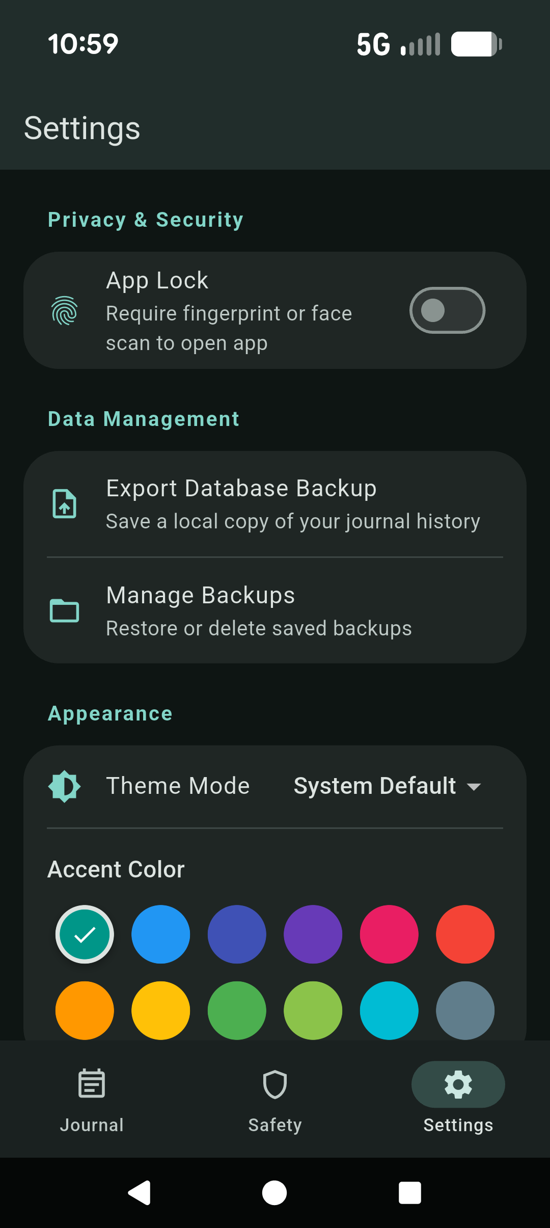App Settings and Privacy