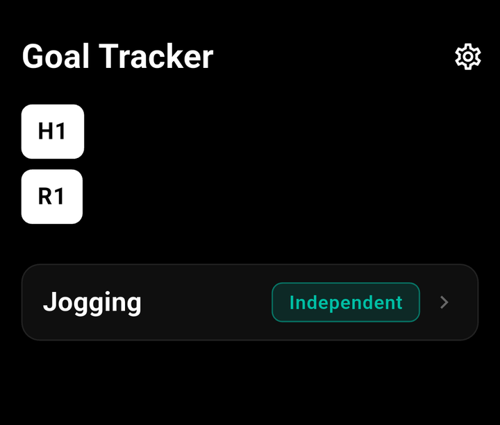 Resident Goal Tracker home screen with a logged goal